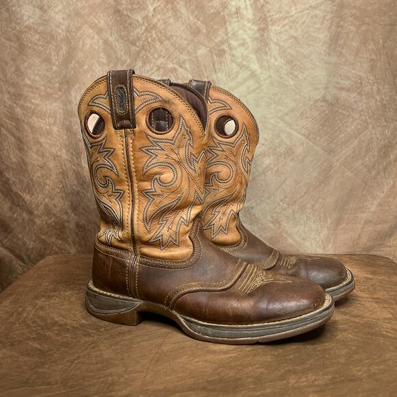 Durango Rebel Saddle Up Western Boots Brown Tan Leather Men's 8.5D Cowboy - Picture 1 of 11